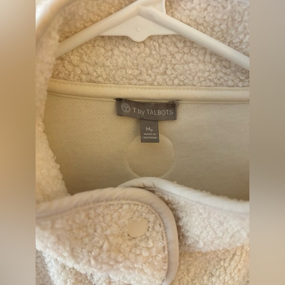 Talbots Cozy Cream Sherpa Jacket Sz Medium Petite - Picture 3 of 5
